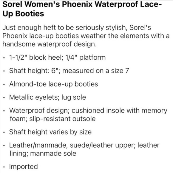 SOREL Pheonix Short Lace Waterproof Boots in Camel NWB - Picture 4 of 12